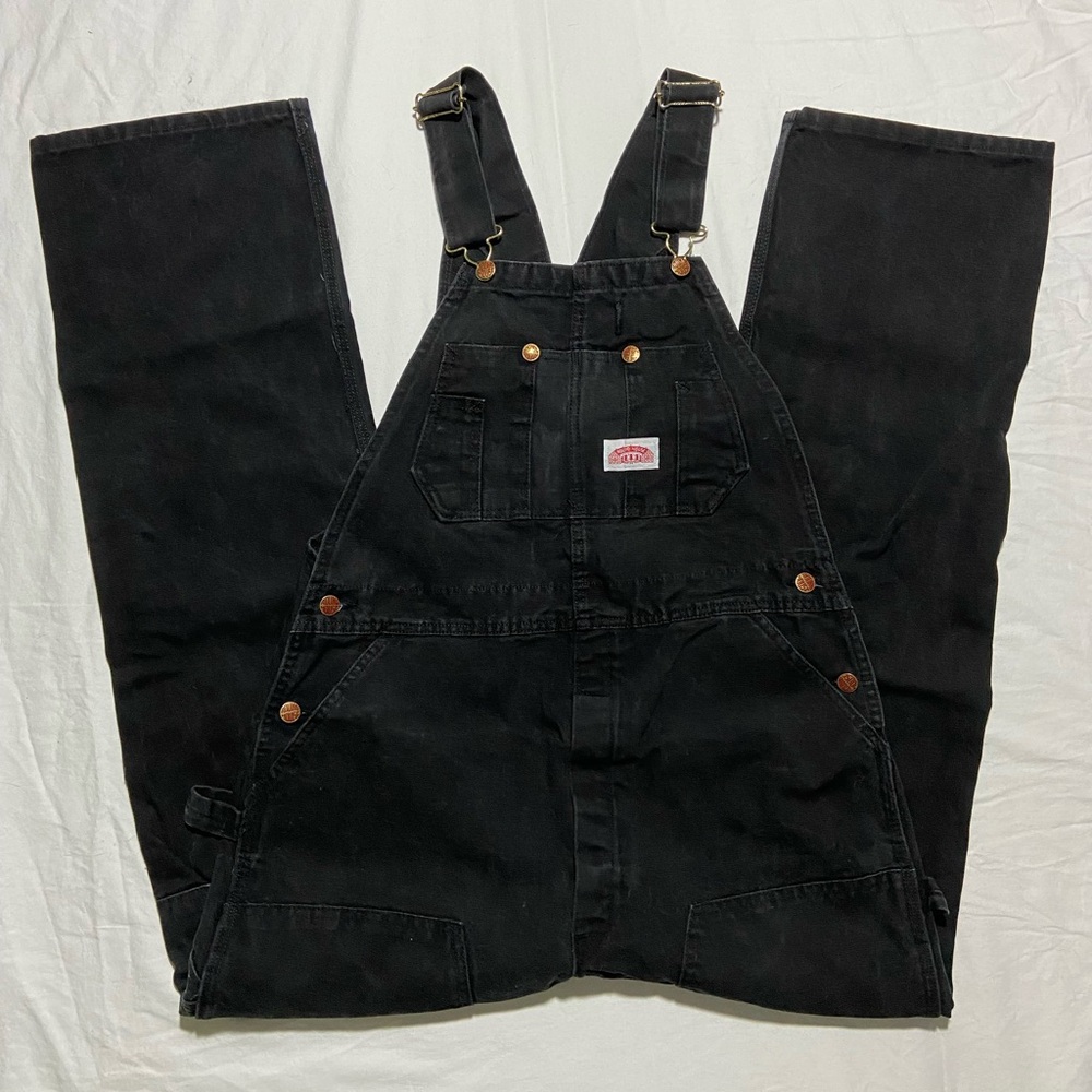 Round House Men's Black Canvas Double Front Bib Overalls 36x32